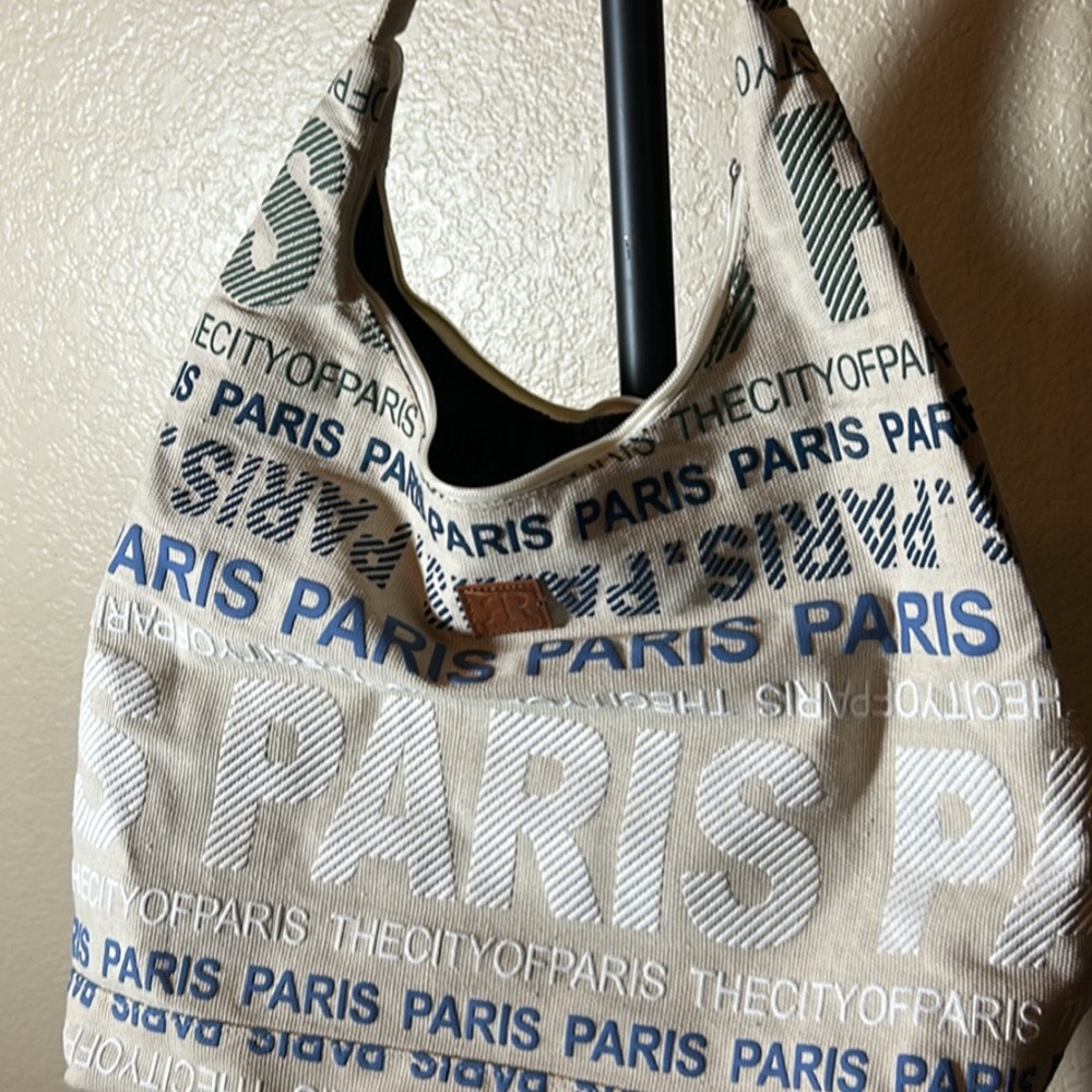 Robin Ruth Tan and Blue Canvas Tote